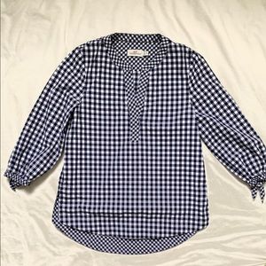 Vineyard Vines Navy Gingham Plaid Blouse